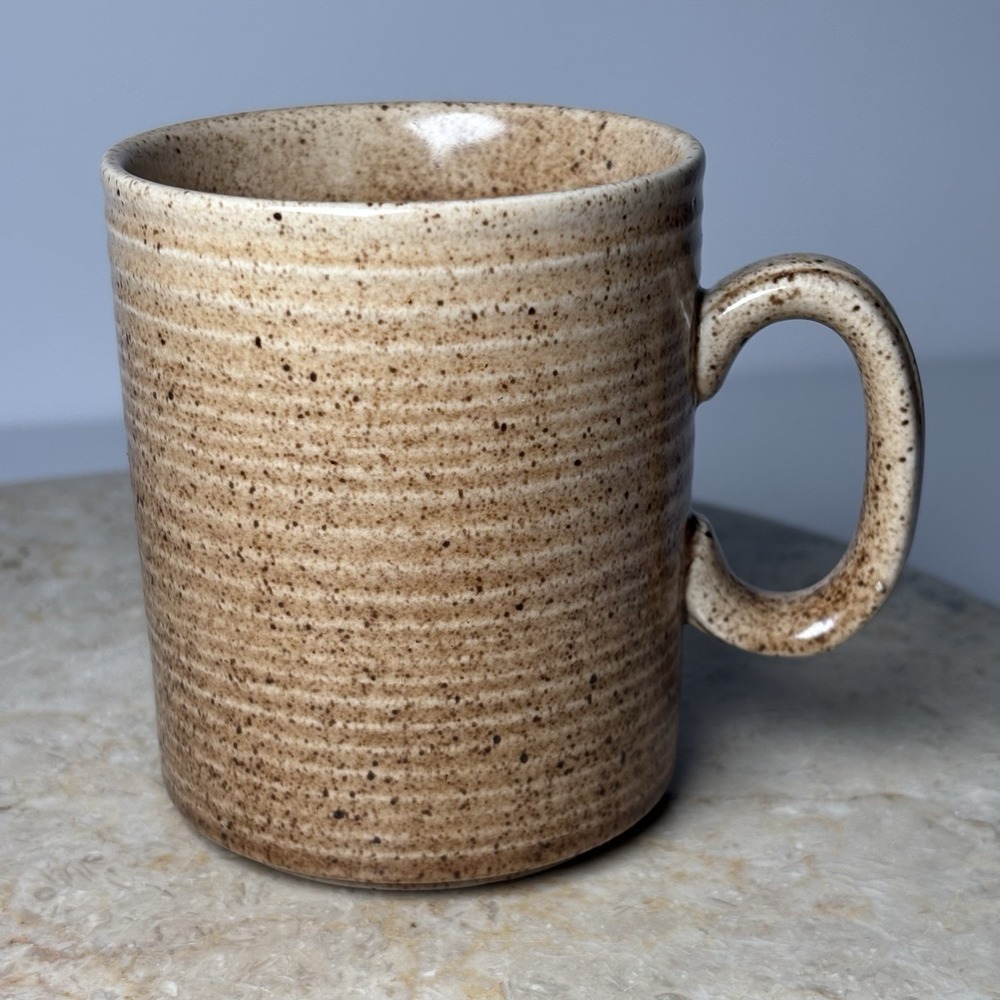 Homespun Stonecast by Churchill Mug Brown Cafe Cream Beige‎ Splatter Cup